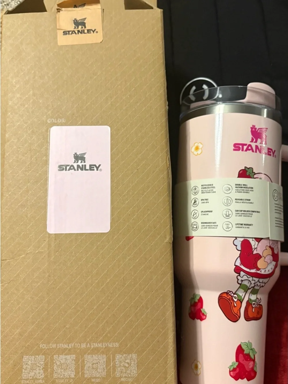 Stanley Pink Strawberry Graphic Tumbler with Handle - Picture 3 of 3